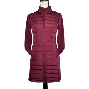 TEK GEAR | Maroon/Burgundy Knee Length Hooded Workout Jacket | Size XS